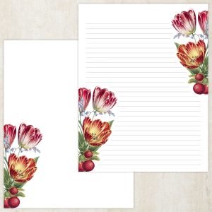 red florals stationery letter paper printable