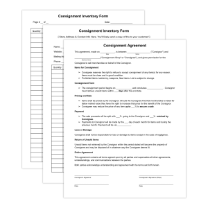 Consignment Inventory & Agreement