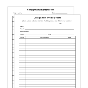 Consignment Inventory & Intake Form