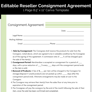 Editable Consignment Agreement