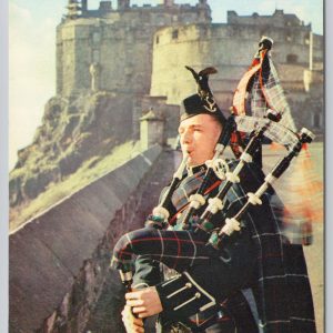 Postcard Edinburgh Castle Bagpiper Scotland