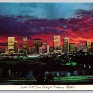 Night Falls Over Calgary Alberta Canada Dexter Color Canada Ltd. Postcard