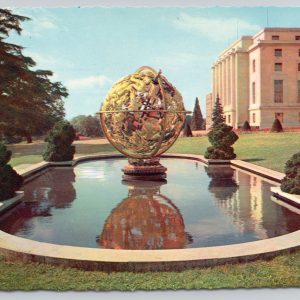 Postcard Palais des Nations and the Manship Sphere Geneva Switzerland