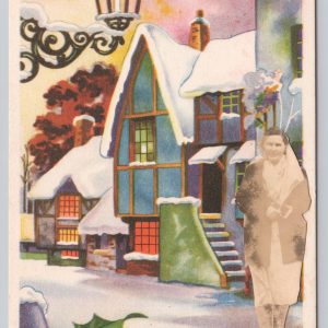 Dutch Happy New Year 1953 Vintage Collage Postcard
